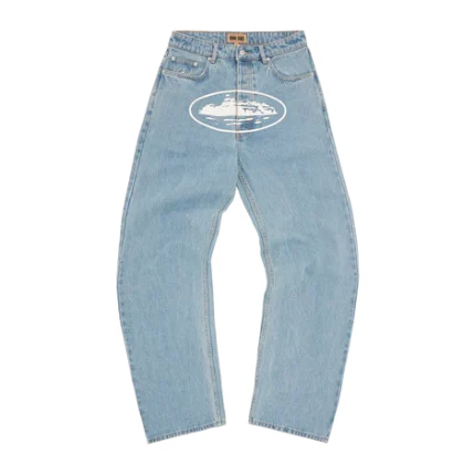 Corteiz ALCATRAZ Baggy Jeans Washed Blue