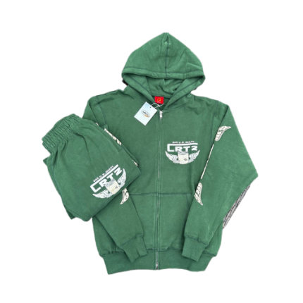 Corteiz Gasolina Dark Green Zip-Up Tracksuit