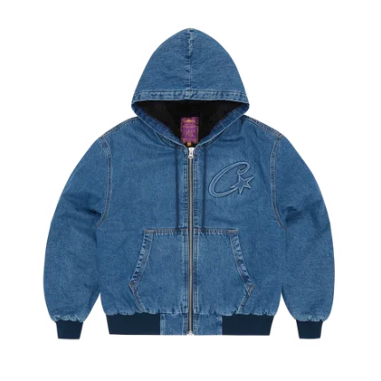 Corteiz Embossed C-Star Denim Work Jacket Blue