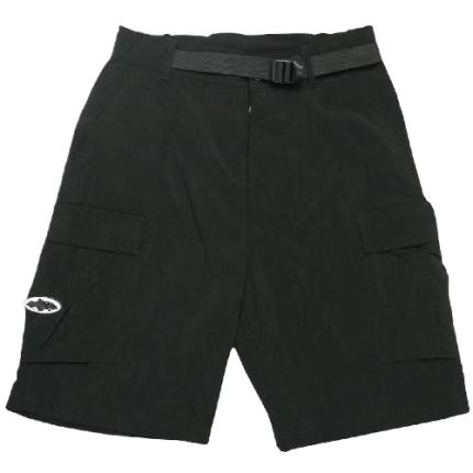 Corteiz Nylon Cargo Black Shorts