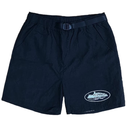 Corteiz Nylon Litework Shorts in Navy Blue