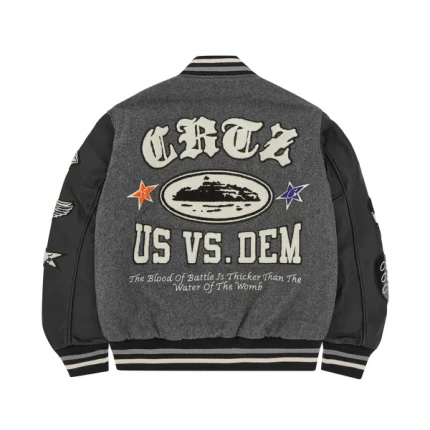 Corteiz US vs Dem Varsity Jacket Grey