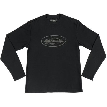 Corteiz Alcatraz Waffle Long Sleeve T-shirt in Triple Black