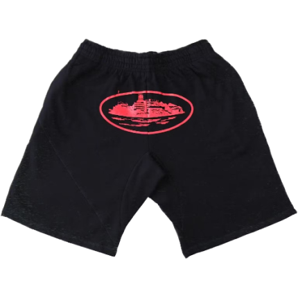 Corteiz Alcatraz Shorts in Black/Red