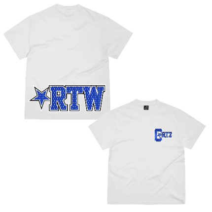 Corteiz Star Mesh Tee in White/Blue