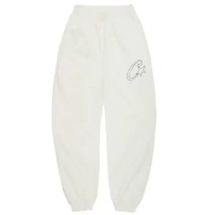 Corteiz Satin C Star Appliqué Sweatpants Off White