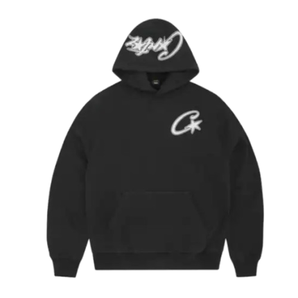 Corteiz Satin C Star Appliqué Hoodie Black