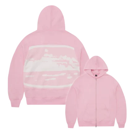 HYBRID JACQUARD KNIT ALCATRAZ ZIP HOODIE [PINK]