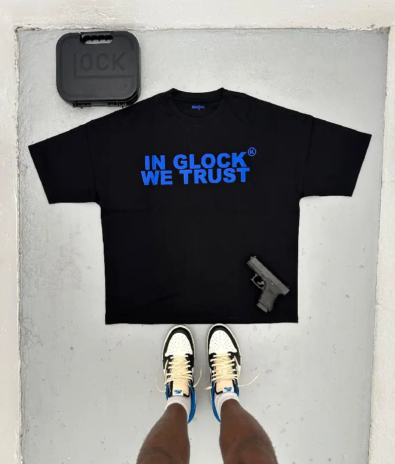 In Glock We Trust Oversized T-Shirt Black/Blue In Glock We Trust Oversized T-Shirt Black/Blue