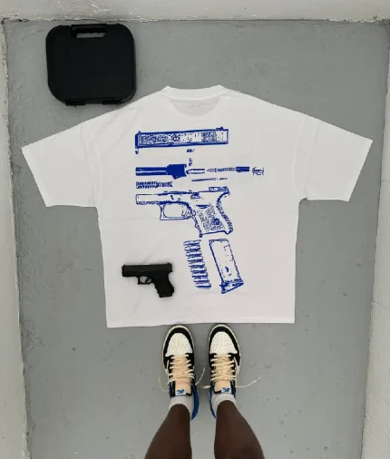 In Glock We Trust Oversized T-Shirt White/Blue