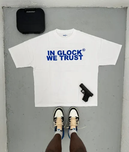 In Glock We Trust Oversized T-Shirt White/Blue
