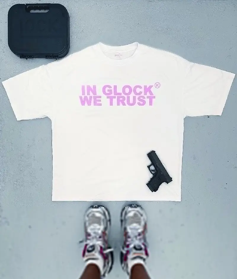 In Glock We Trust Oversized T-Shirt White/Pink In Glock We Trust Oversized T-Shirt White/Pink