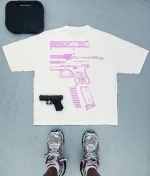 In Glock We Trust Oversized T-Shirt White/Pink