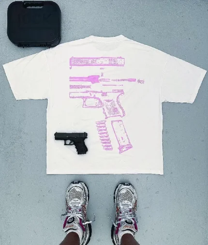 In Glock We Trust Oversized T-Shirt White/Pink