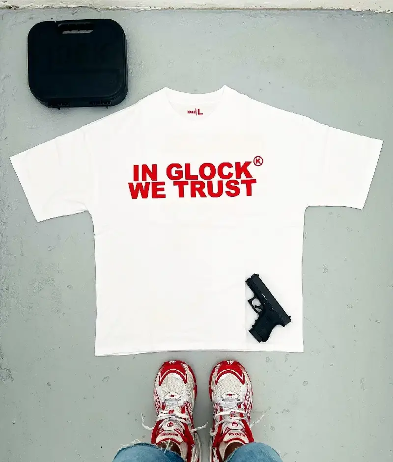 In Glock We Trust Oversized T-Shirt White/Red In Glock We Trust Oversized T-Shirt White/Red