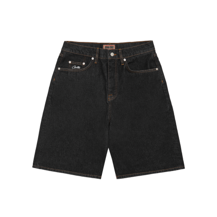 Crest Chainstitch Denim Short – Washed Black